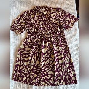 ba&sh Bordeaux and Cream Patterned Top